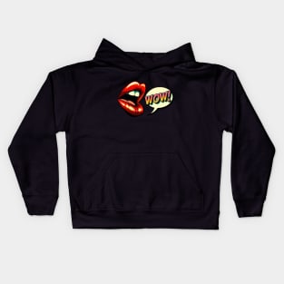 Vintage Vibes: Bold Lips and 'WOW!' Kids Hoodie